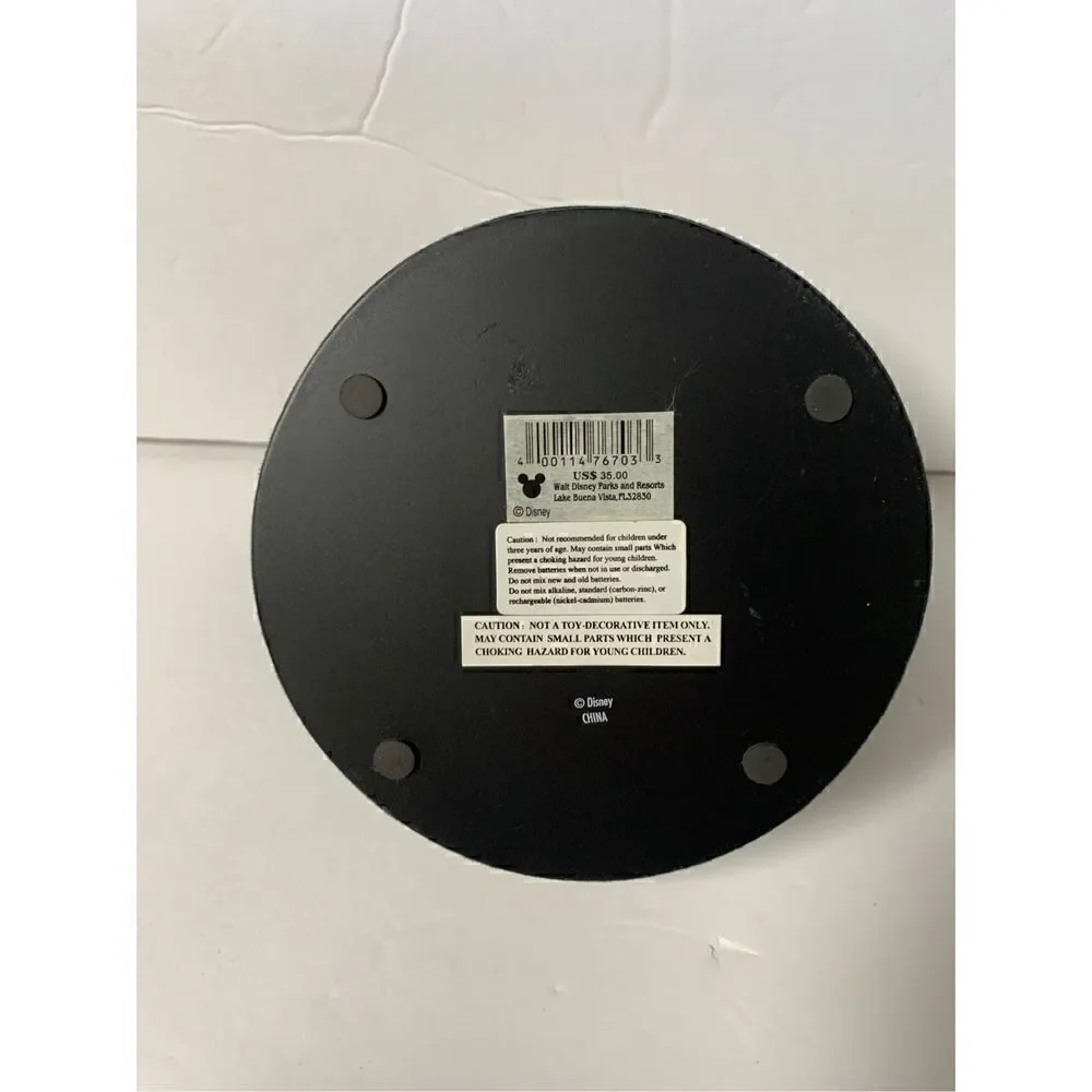 Disney Parks Mickey Mouse club black fuzzy ears clock-WORKS